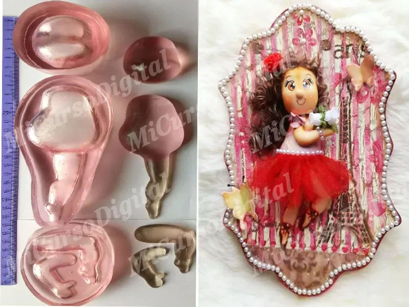 Molde para foami Muñeca bailarina termoforma para eva y pasta fr