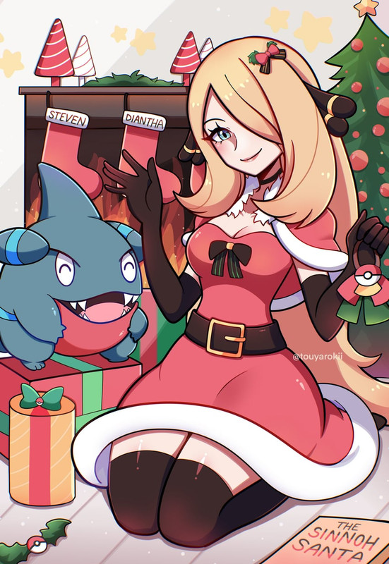 cynthia-and-gible-pokemon-drawn-by-touya