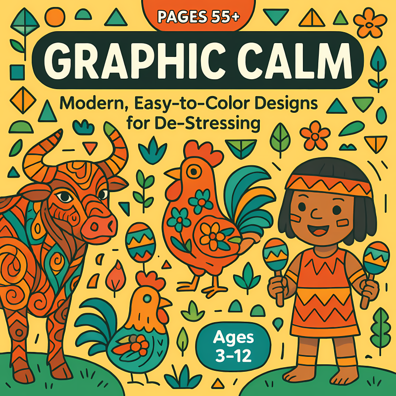 Graphic Calm Modern Easy To Color Designs for De Stressing2