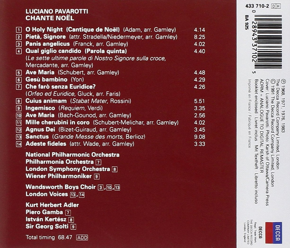 Portada - Luciano Pavarotti - Pavarotti: Chante Noel FLAC