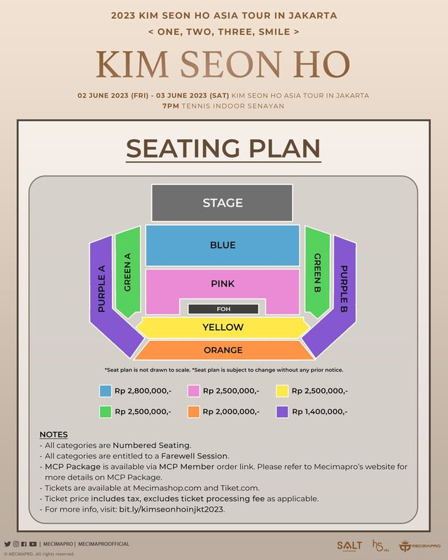 Seating plan fan meeting Kim Seon Ho di Jakarta pada Juni 2023 mendatang.