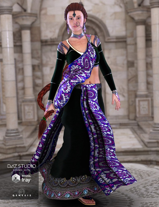 00 main neoindia outfit and hair bundle for genesis 2 females and genesis 3 females daz3d