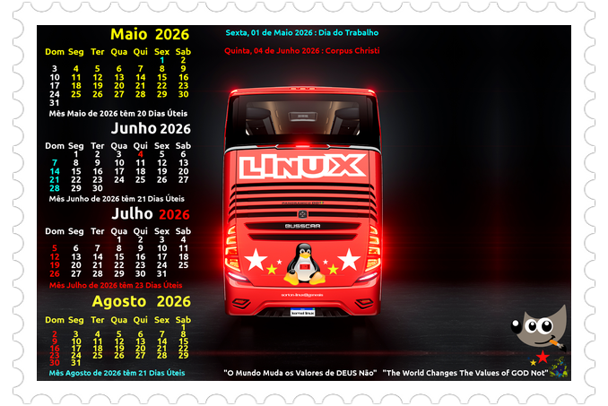 Busscar DD Panoramico NB1 Traseira Calendarios MJJA 2026 Linux Cel Celular Horiz Extra Photo Promo G