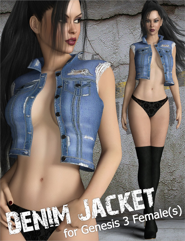 Denim Vest for Genesis 3 Females