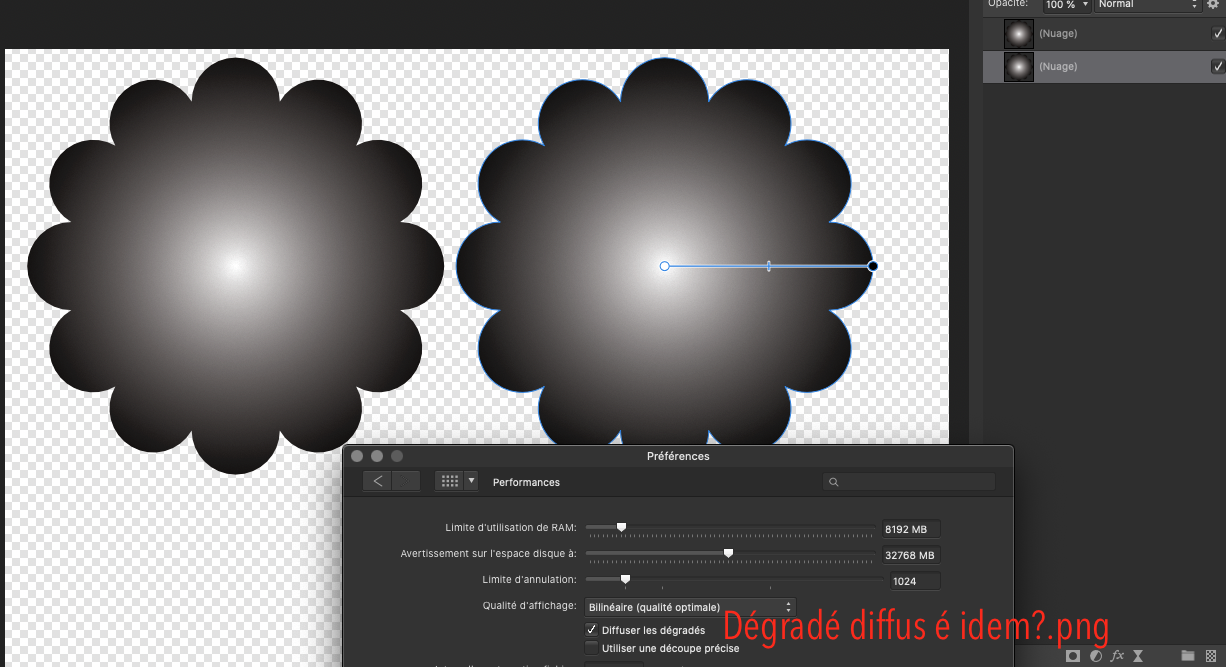 Dégradé diffusé=idem