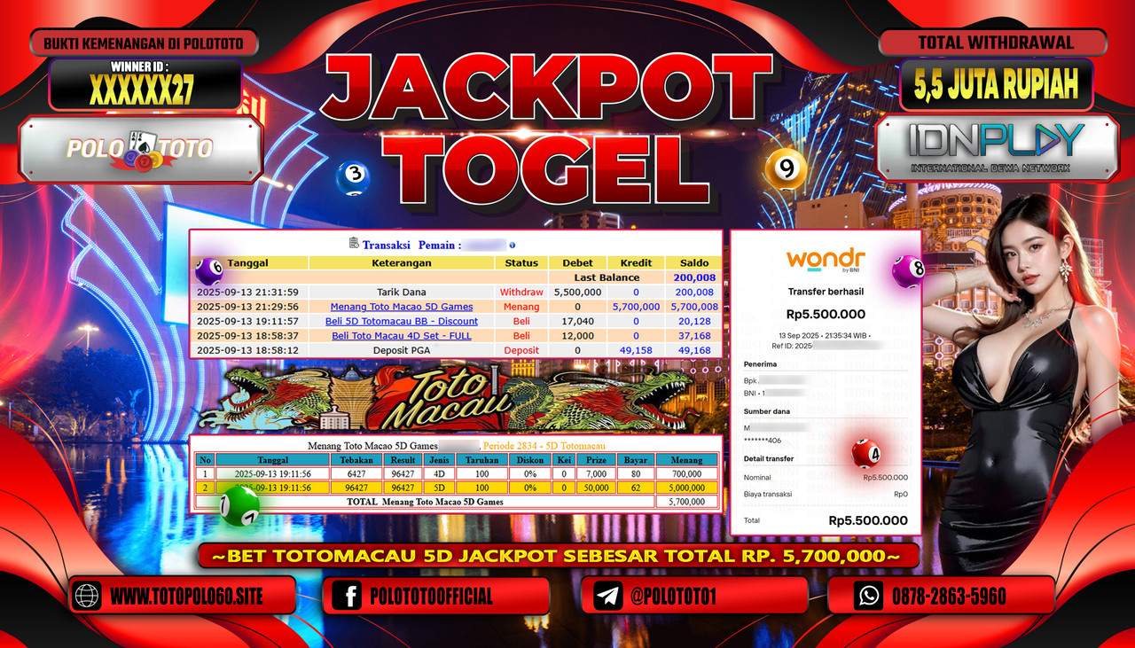 POLOTOTO JACKPOT TOGEL TOTO MACAU Rp.5.500.000,-LUNAS