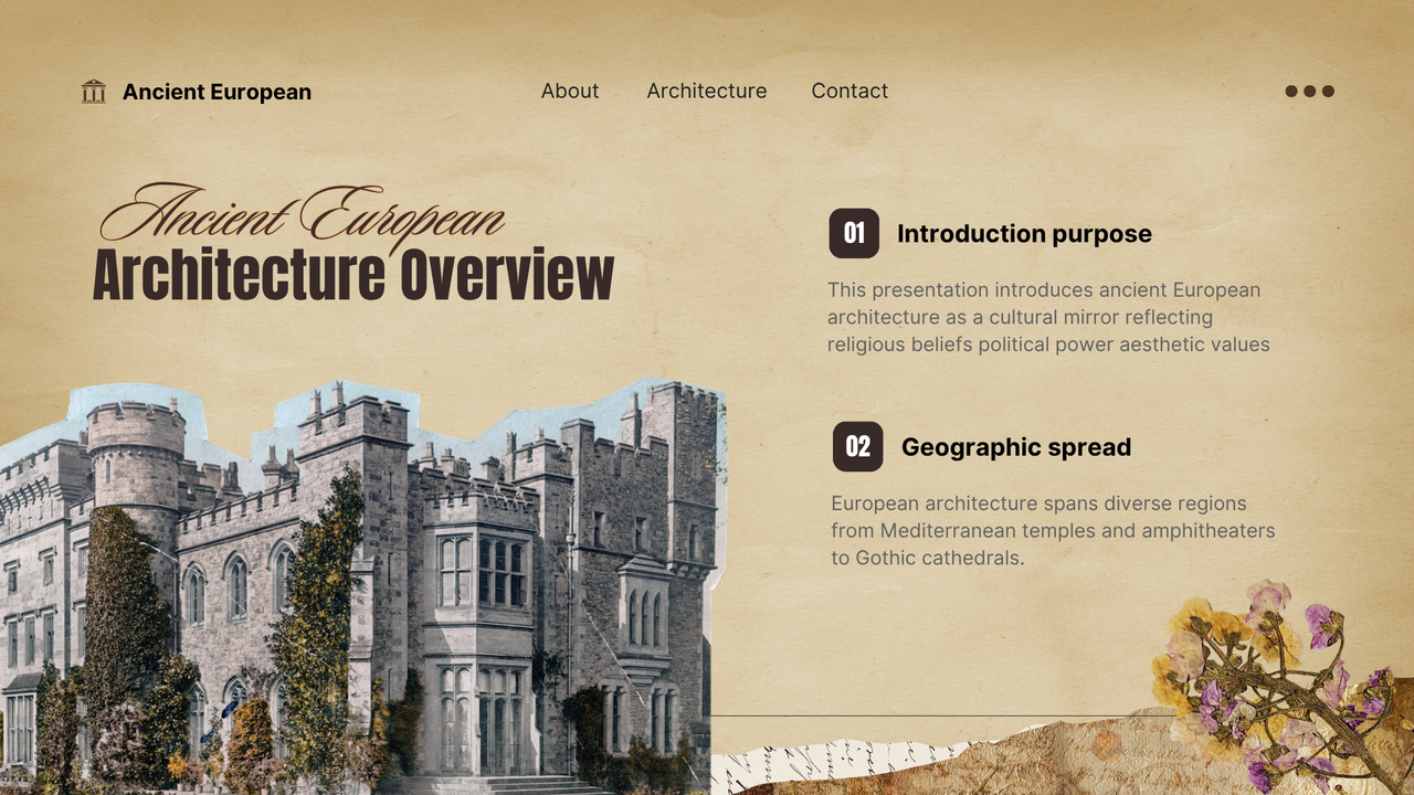 Brown Simple Ancient European Architecture Presentation