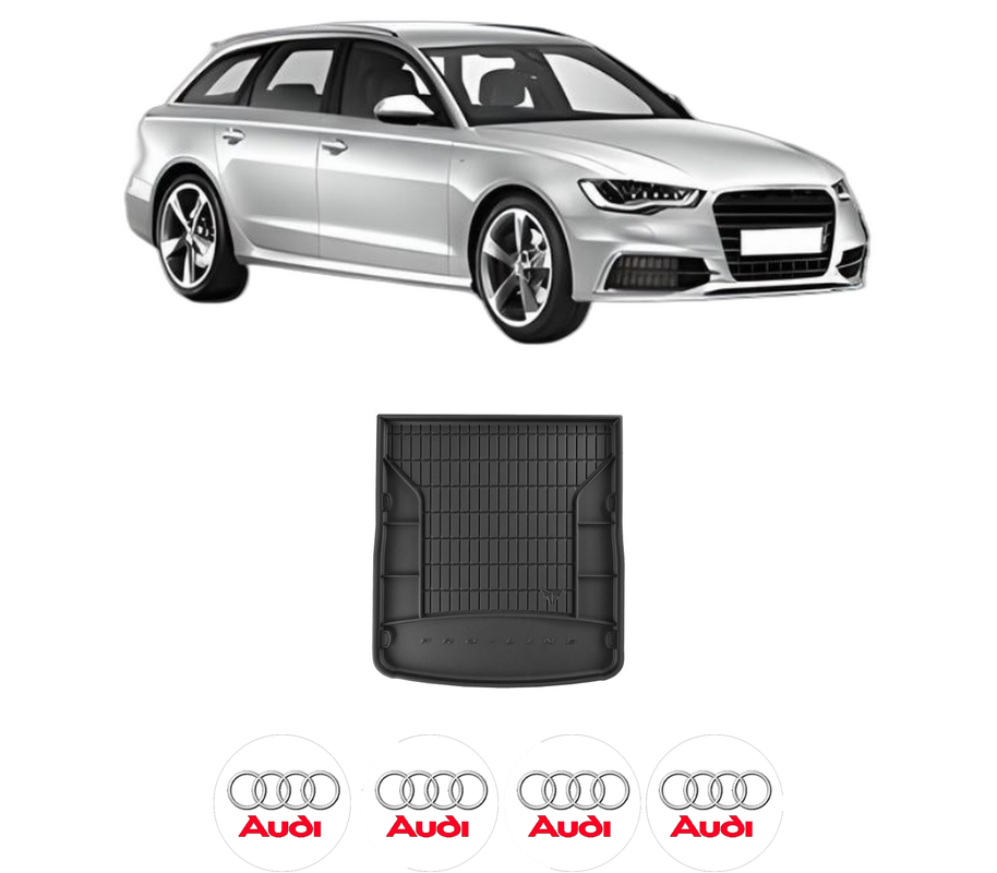 Tavita Portbagaj AUDI A6 C7 Avant (4G5, 4GD) din 2011-2018, Protectie Portbagaj Auto, 4x Stickere auto cu AUDI