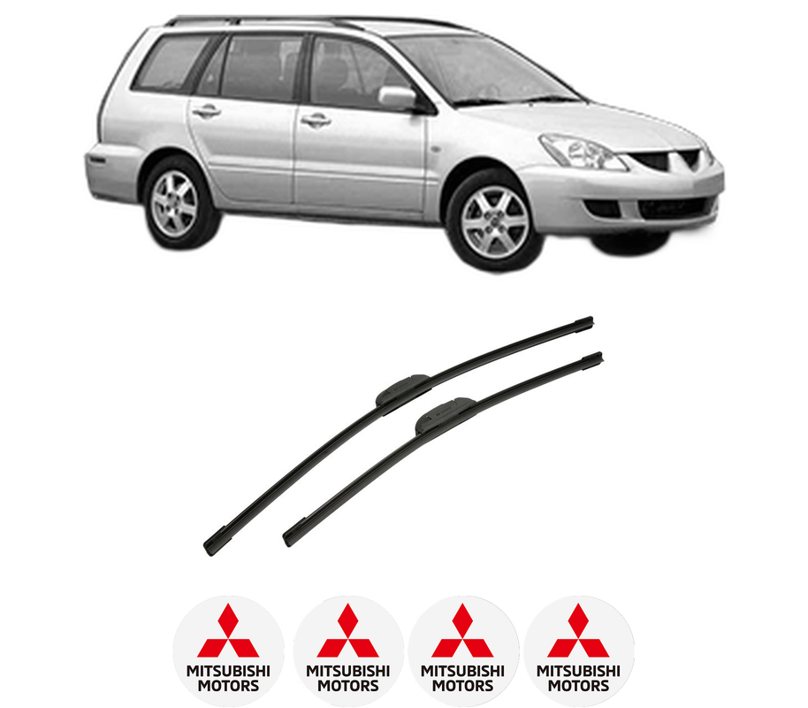 Set stergatoare auto MITSUBISHI LANCER VII Estate (CS_W, CT_W) din 2003-2008, pentru parbriz auto, 2 bucati, Bosch Aerotwin Retrofit, din cauciuc siliconat rezistent, 4 Stickere Auto MITSUBISHI