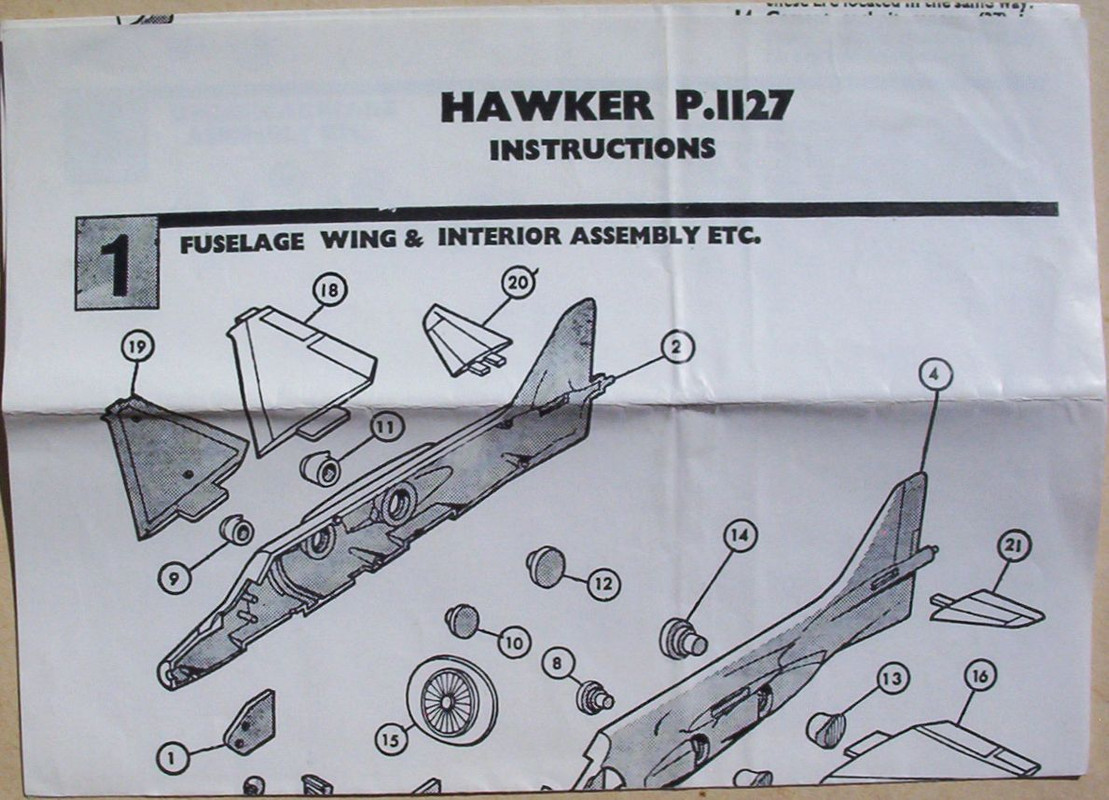 Airfix 72 113 Hawker P.1127 (Suncrush) Instructions