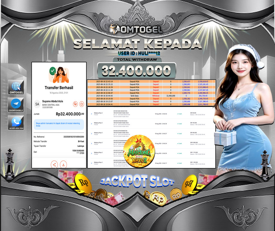 OMTOGEL JACKPOT PGSOFT MAHJONG WAYS 2 32 JUTA DI BAYAR LUNAS ,-