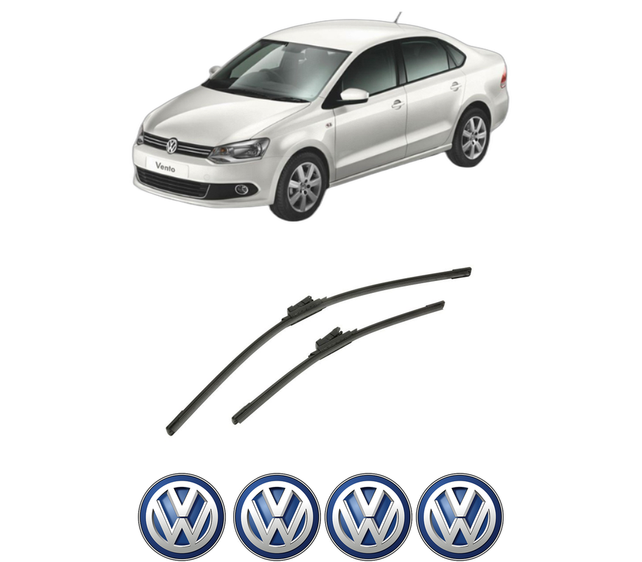 Set stergatoare auto Volkswagen POLO V Saloon (602, 604, 612, 614) din 2010-2022, pentru parbriz auto, 2 bucati, Bosch Aerotwin, din cauciuc siliconat rezistent, 4 Stickere Auto Volkswagen