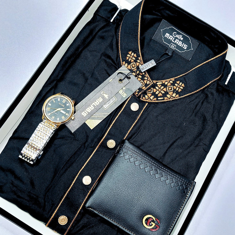 Cotton Print Punjabi + Premium Watch + Wallet Combo Pack