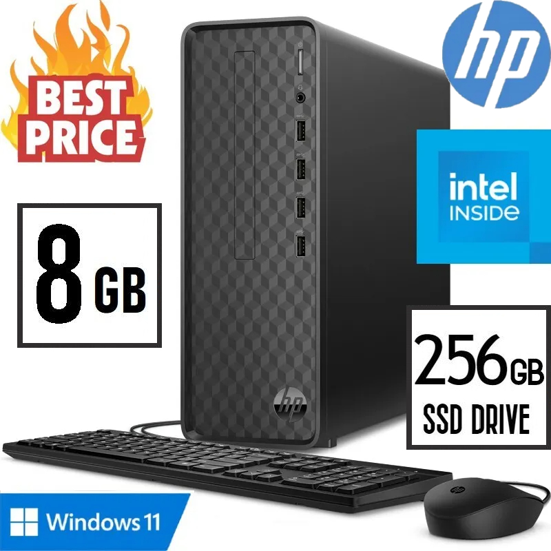 HP Slim Desktop, Intel Pentium Silver J5040 processor, 8 GB DDR4-2400 SDRAM memory, Intel UHD Graphics 605, finish in dark black, S01-aF2020 HP Slimline 290-p0049in Desktop PC Product Specifications | HP