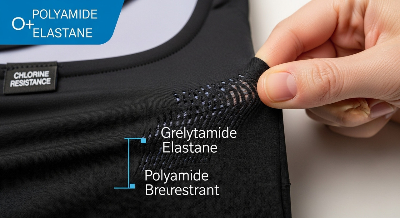 Эластичная ткань полиамида и эластана спортивного купальника