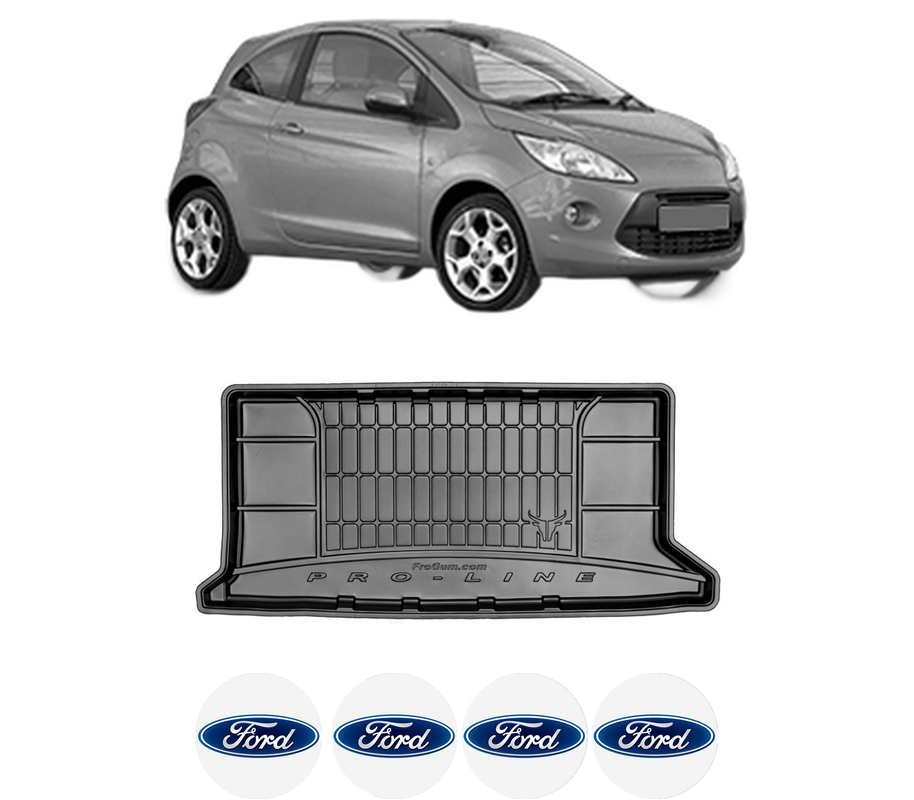 Tavita Portbagaj FORD KA (RU8) din 2008-2016, Protectie Portbagaj Auto, 4x Stickere auto cu FORD
