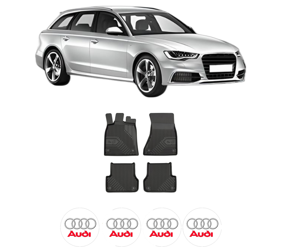 Set covorase presuri AUDI A6 C7 Avant (4G5, 4GD) din 2011-2018, auto, din cauciuc thermoplastic, 4 Stickere auto cu AUDI