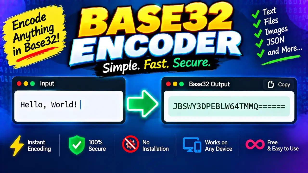 Fast Base32 Encoder & Decoder Tool (100% Free)