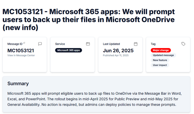 MC1053121 MS 365 OneDrive-Backup