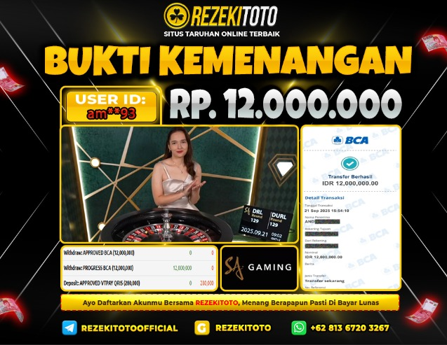 BUKTI KEMENANGAN 21 SEPTEMBER 2025 ROULETTE 12 JUTA 