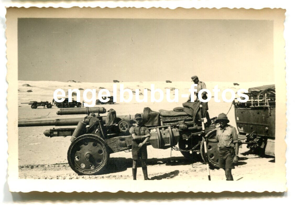 FOTO - Wehrmacht Afrika Heer combat - FAHRZEUG SdKfz mit schweren PAK-GESCHÜTZ