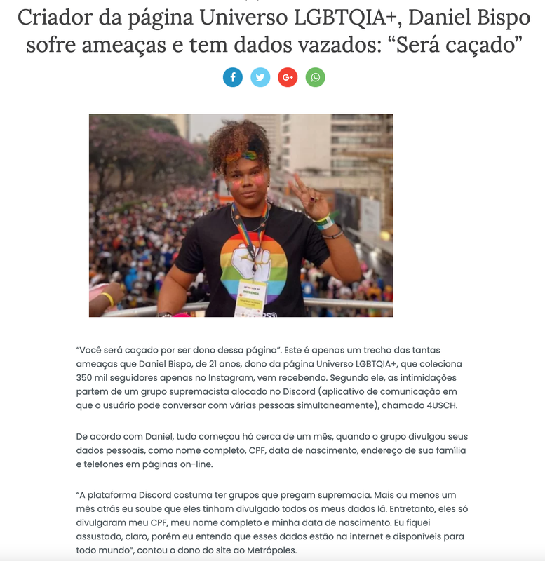 Dono de site LGBTQIA+ sofre ameaças e tem dados vazados: “Será caçado”