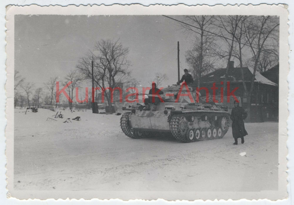 Foto Wehrmacht Art.Reg.5 Russland Winter combat Panzer III weiß 