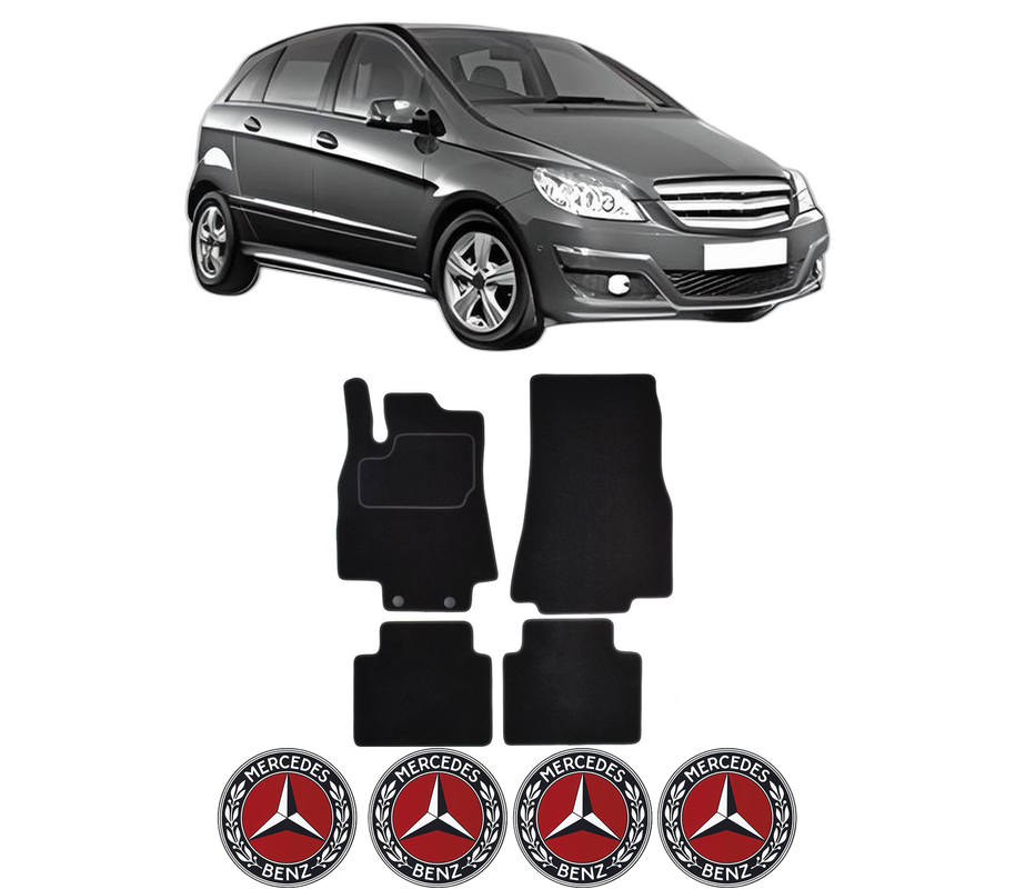 Set Covorase Presuri MERCEDES-BENZ B-CLASS Sports Tourer (W245) din 2005-2011, Auto, Material Textil Mocheta, 4 Stickere auto cu MERCEDES-BENZ