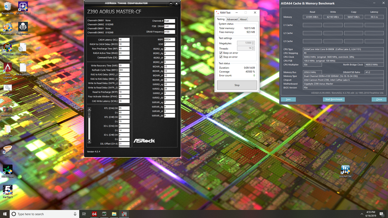 RAM for i9-9900k, Gigabyte Aorus Z390, GSkill 4400 underclocked