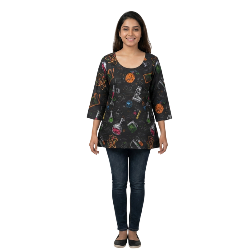 Qyaari Soft & Stylish Short Kurti with Digital Print