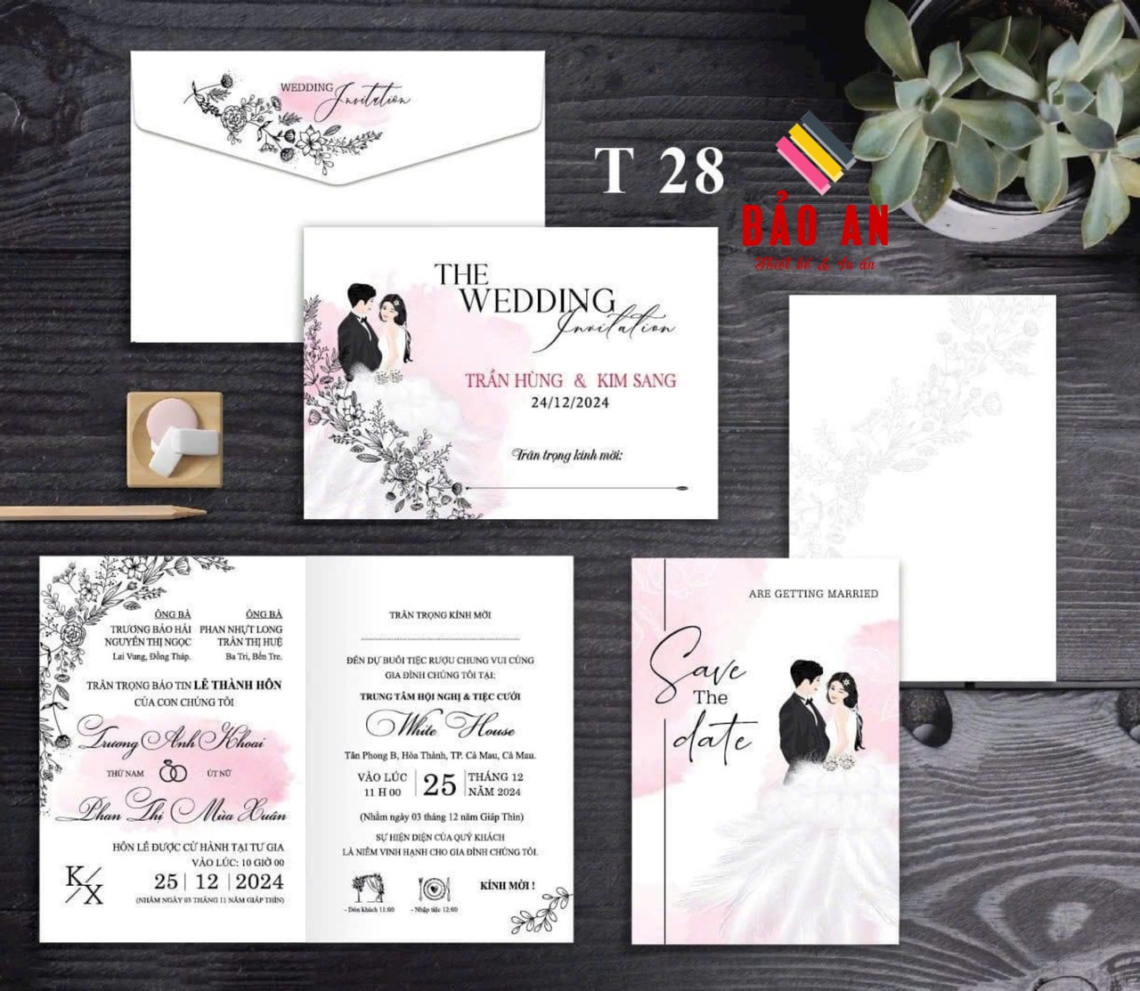 Thiệp chibi tone trắng hồng (T28)