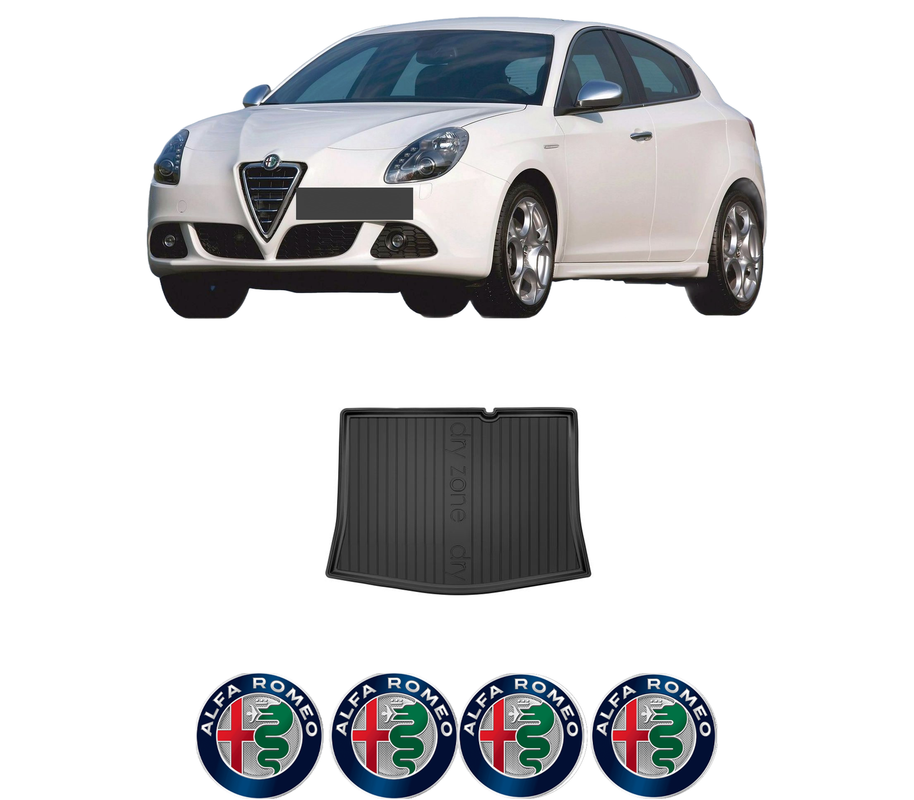 Tavita Portbagaj ALFA ROMEO GIULIETTA (940_) din 2010-2020, Protectie Portbagaj Auto, 4x Stickere auto cu ALFA ROMEO