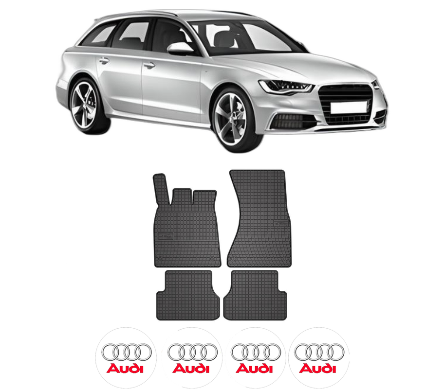Set covorase presuri AUDI A6 C7 Avant (4G5, 4GD) din 2011-2018, auto, din cauciuc thermoplastic, 4 Stickere auto cu AUDI