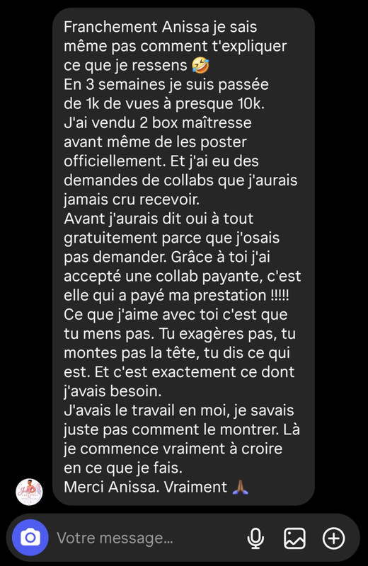 Retour d’une élève après la création de sa page vitrine