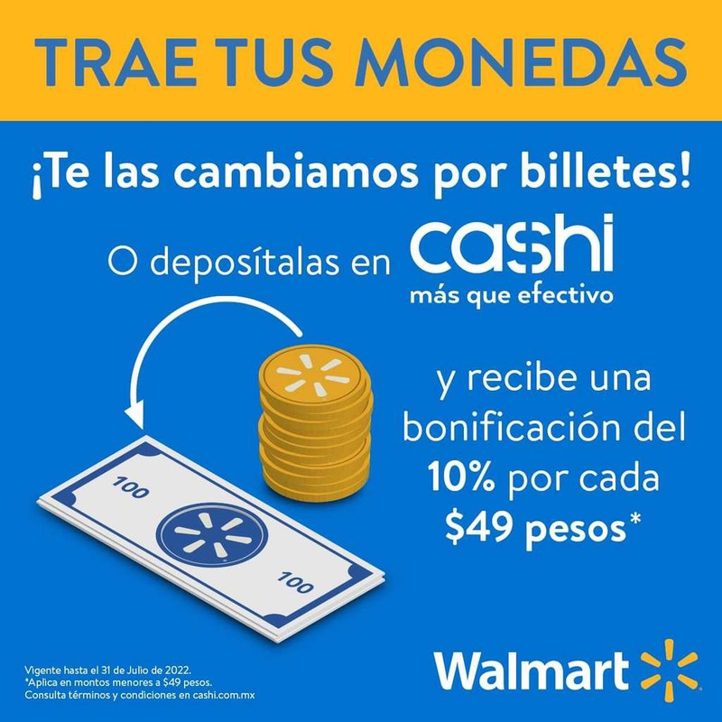 Bonificación 10% CASHI por cada $49 pesos depositados 