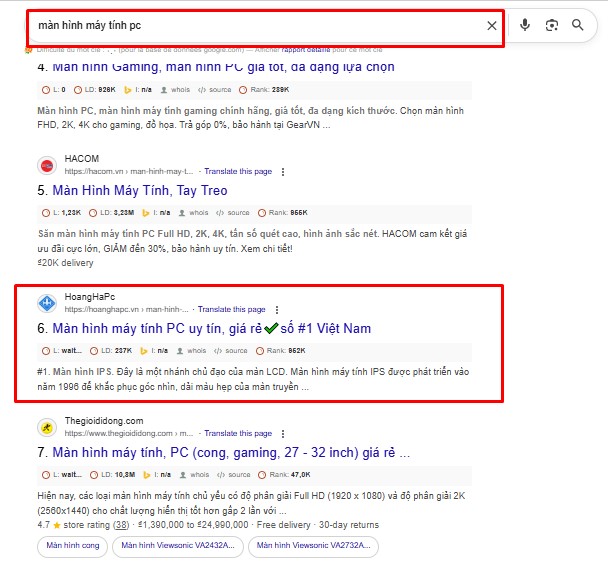 Screenshot kết quả