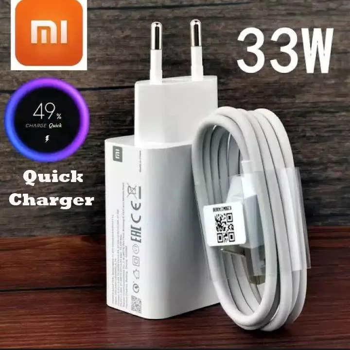33W Fast Turbo Charger with 6A USB Type-C Cable For Xiaomi Mobile