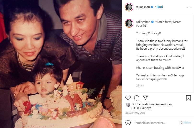 Raline Shah tulis doa di ulang tahunnya yang ke-36