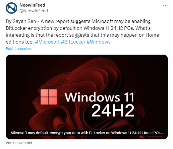 Bitlocker in Windows 11 24H2 Bitlocker in Windows 11 24H2