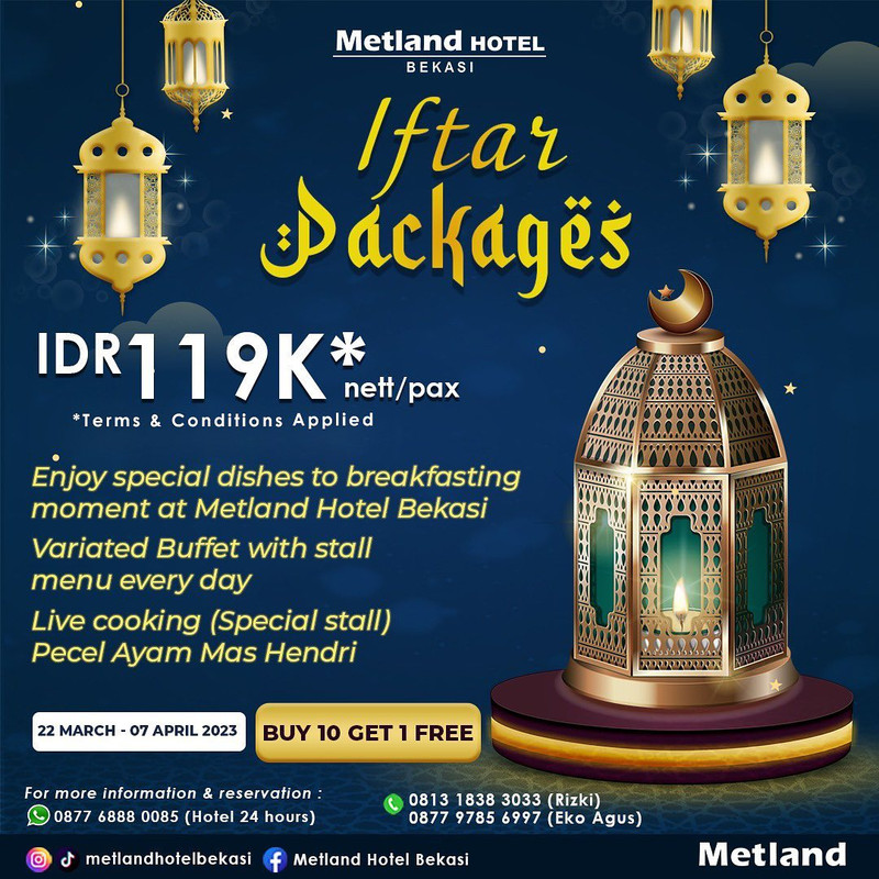 Metland Hotel Bekasi, hotel di Bekasi yang menawarkan paket bukber all you can eat.