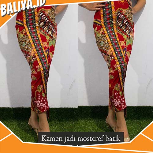 Model Rok Batik Warna Maroon