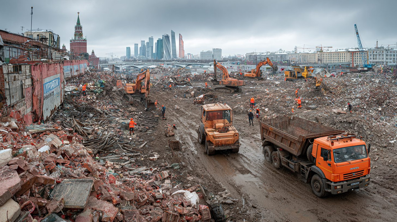 Процесс утилизации строительных отходов после демонтажа здания в России