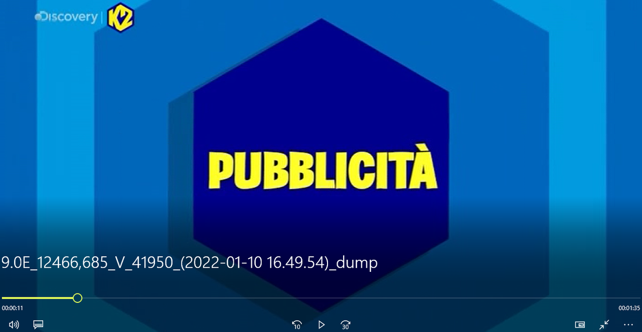 Discovery K2 12466V Eutelsat 9E Italy