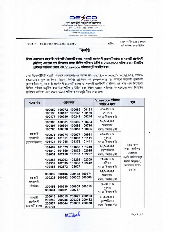 DESCO-Assistant-Engineer-Exam-Result-2025-PDF-1