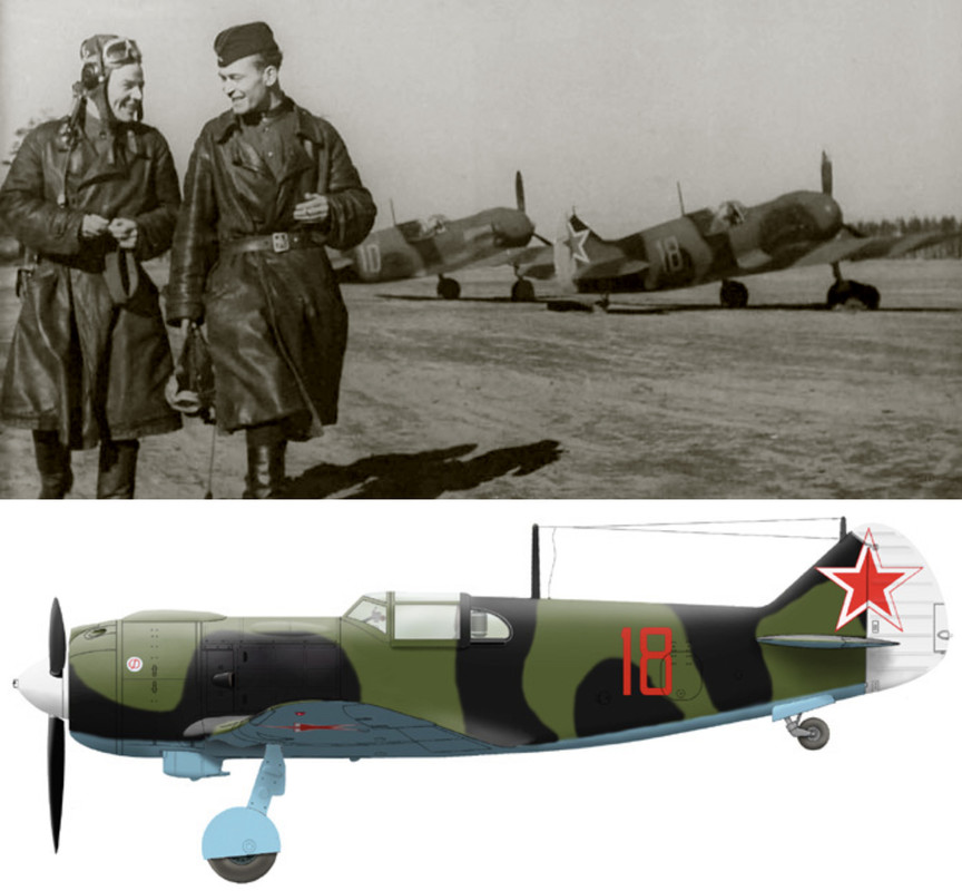 Lavochkin-La-5-159IAP-Red-18-HSU-Capt-PY-Likholetov-and-SrLt-VA-Zotov-Leningrad-4th-Feb-1944-01