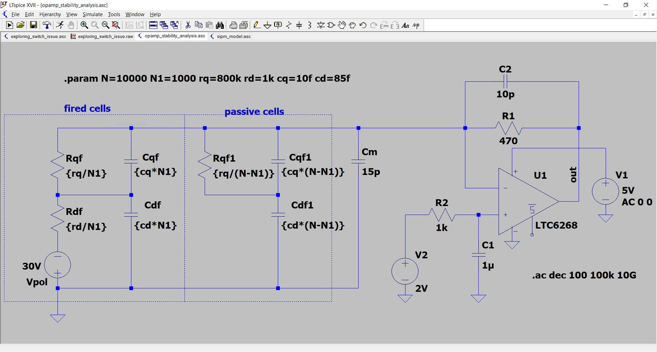 Check stability of circuit, containing opamp and silicion ...