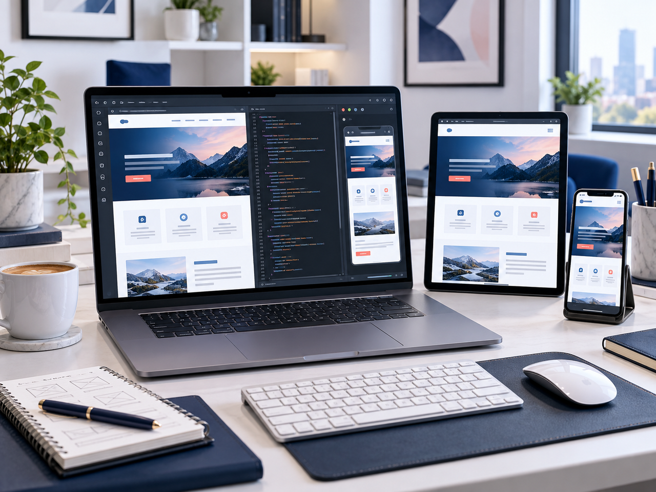 Professional web development workspace