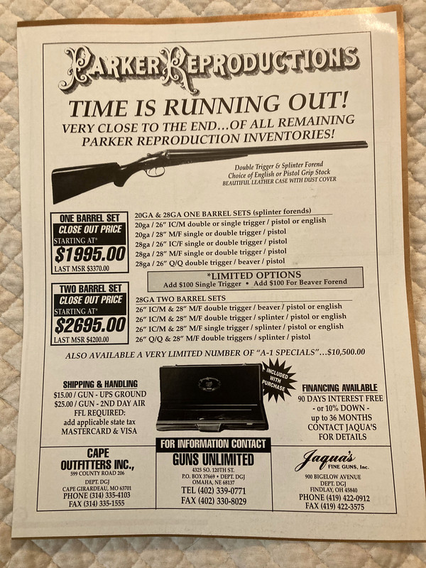 2024-10-23 12 Parker Reproduction Ad (2nd closeout)