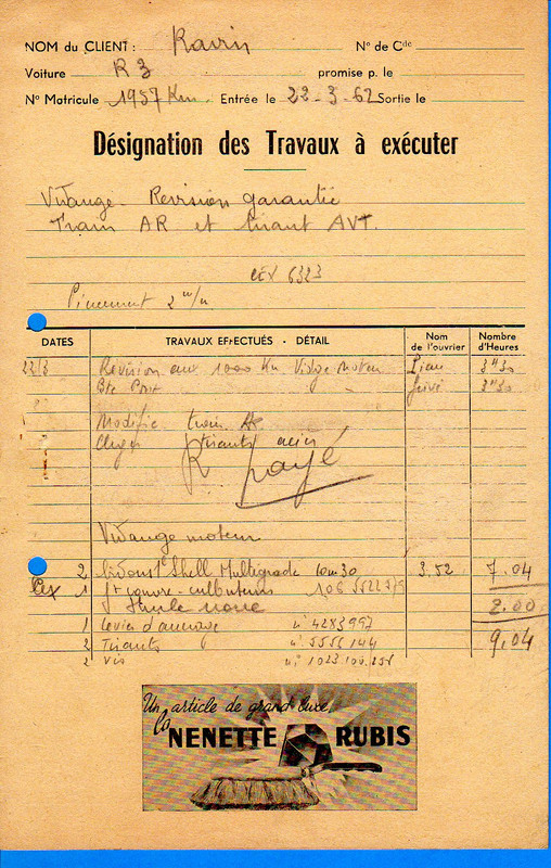 1962-03-22 - R3 Ravin (16)a carton atelier révision 1000 km