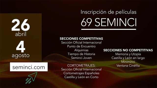 LA SEMINCI 2024 ABRE PLAZO DE INSCRIPCIÓN DE LARGOMETRAJES Y CORTOMETRAJES PARA PARTICIPAR EN SU 69º EDICIÓN